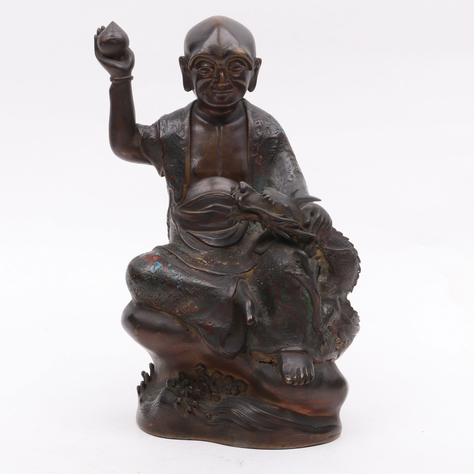 A Chinese Bronze Champleve Figure of a Luohan (1 of 11)