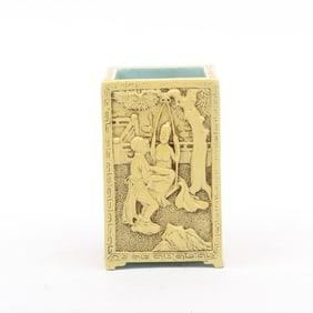 A Chinese Erotic Decorated Porcelain Brush Pot