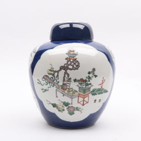 A Chinese Powder Blue Porcelain Ginger Jar