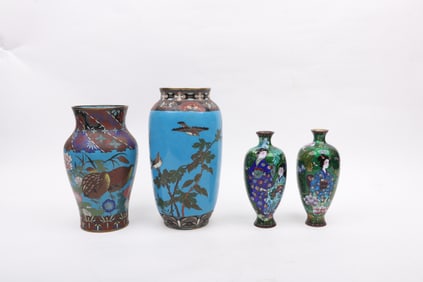 Four Japanese Cloisonne Vases