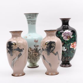 A Group of Four Japanese Cloisonne Vases