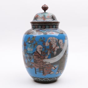 A Large Japanese Cloisonne Covered Jar