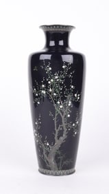 A Japanese Silver Wire Cloisonne Vase, Hayashi