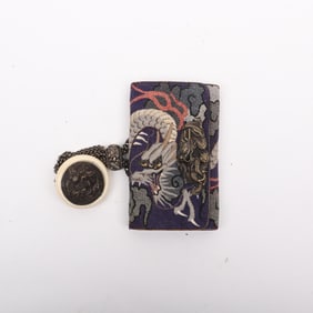 A Japanese Tobacco Pouch with Kagamibuta Netsuke