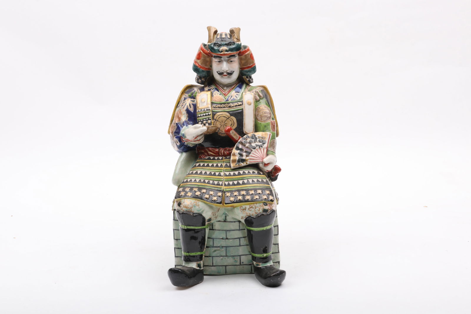 A Japanese Porcelain Kutani Figure of a Seated Samurai (1 of 10)