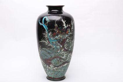 A Large Japanese Ginbari Cloisonne Vase