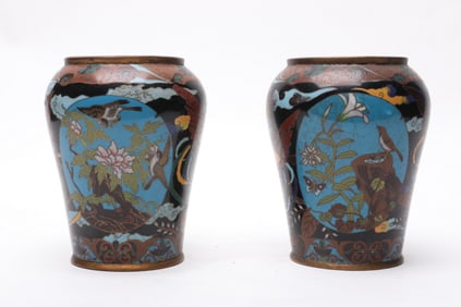 A Pair of Japanese Cloisonne Vases