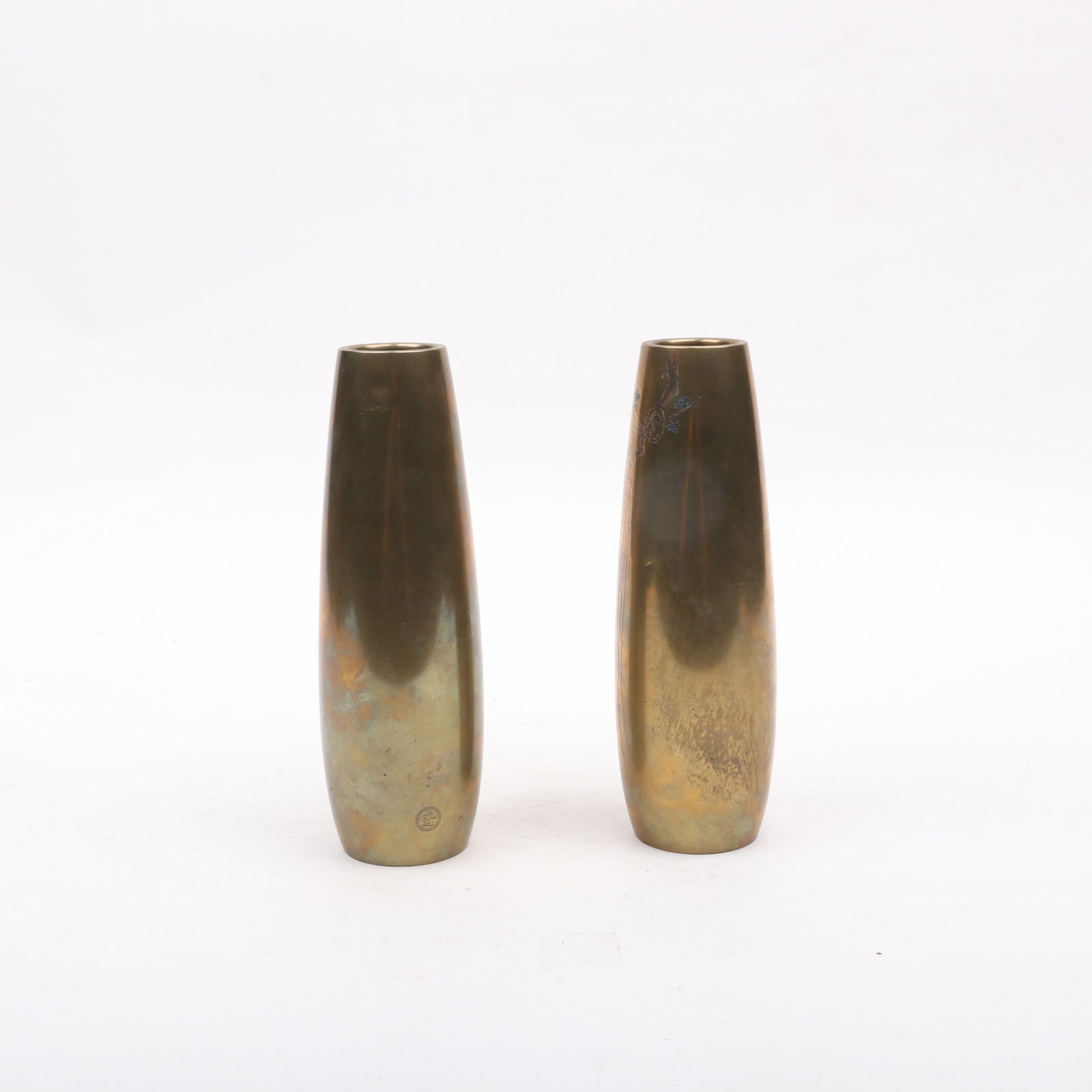 A Pair of Japanese Mixed Metal Vases (1 of 9)