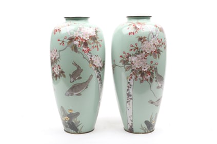 A Pair of Large Japanese Cloisonne Vases