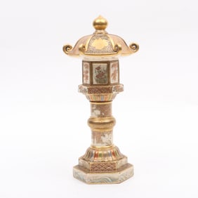 A Satsuma Lantern Form Okimono, Meiji Period