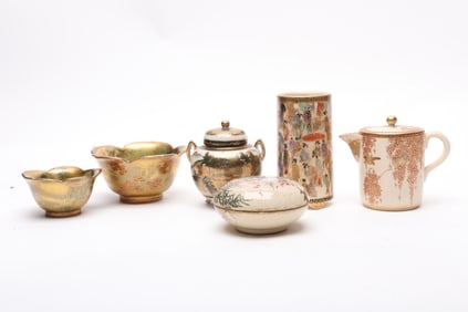 Six Small Pieces of Japanese Satsuma Pottery