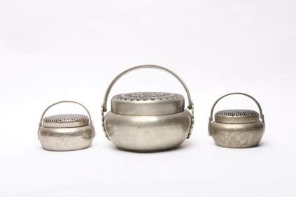 Three Chinese Paktong Hand Warmers