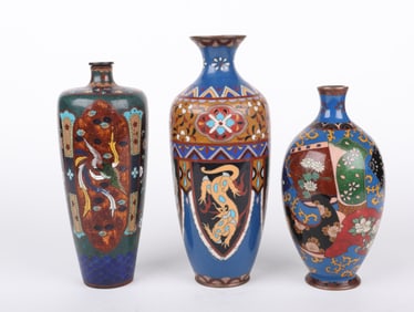 Three Japanese Cloisonne Vases