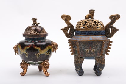 Two Chinese Cloisonne Censers