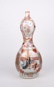 A Monumental Gourd Form Japanese Kutani Porcelain Vase