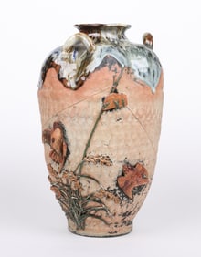 A Large Japanese Sumida Gawa Pottery Vase