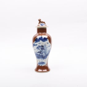 A Chinese Batavia Ware Porcelain Covered Vase