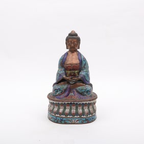 A Chinese Cloisonne on Copper Buddha