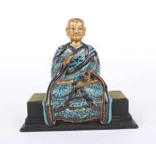 A Chinese Cloisonne Figure of a Lohan
