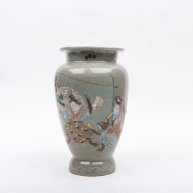 A Japanese Studio Pottery Celadon Vase