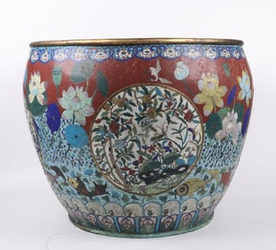 A Monumental Chinese Cloisonne Fish Bowl
