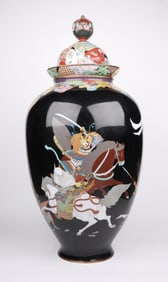 A Monumental Japanese Cloisonne Covered Urn