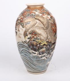 A Large Satsuma Vase with Hawk Decoration