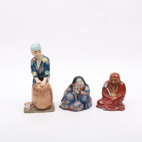 Three Japanese Ceramic Figures