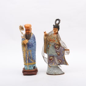 Two Chinese Cloisonne Figures