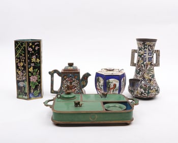 A Group of Chinese Enamel and Cloisonne