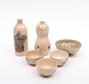 A Group of Edo Period Japanese Satsuma Pottery
