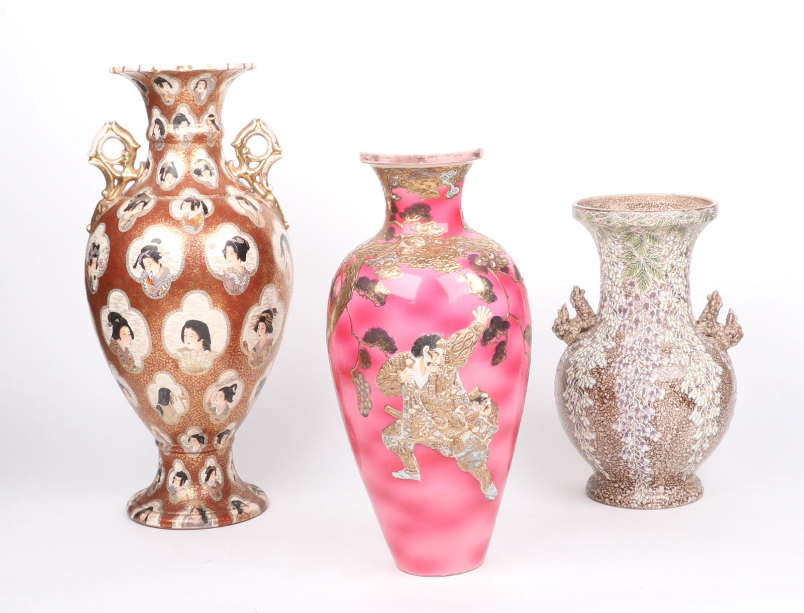 Three Large Japanese Satsuma Vases (1 of 20)