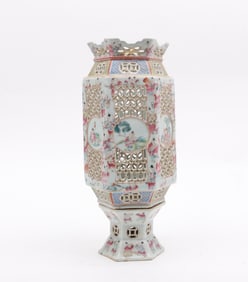 A Chinese Porcelain Famille Rose Lantern