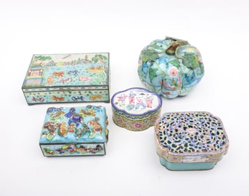 Five Chinese Enameled Boxes