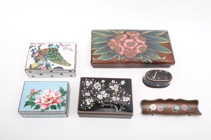 A Group of Japanese Cloisonne, Boxes, Etc...