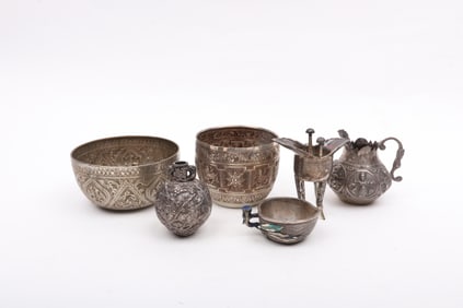 A Group of Asian Silver Objects