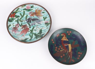 Two Cloisonne Chargers, Japanese and Chinese