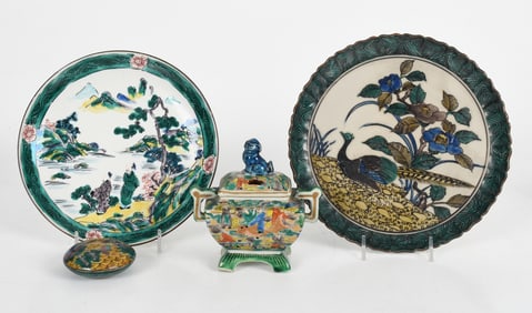 Four Pieces of Ko-Kutani Style Japanese Porcelain
