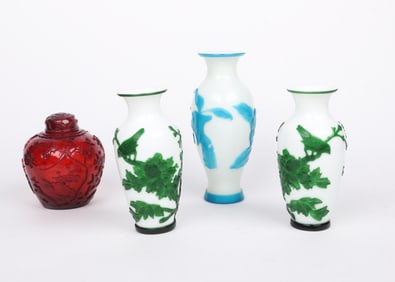 Four Pieces of Chinese Peking Glass