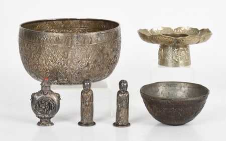 A Group of Asian Silver and Metal Objects