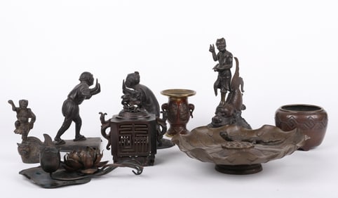 A Group of Japanese And Chinese Bronze Objects