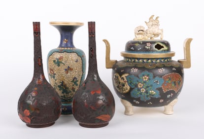 Four Pieces of Japanese Totai Shippo Cloisonne
