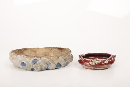Chinese Pottery, a Bulb Bowl and Brush Washer