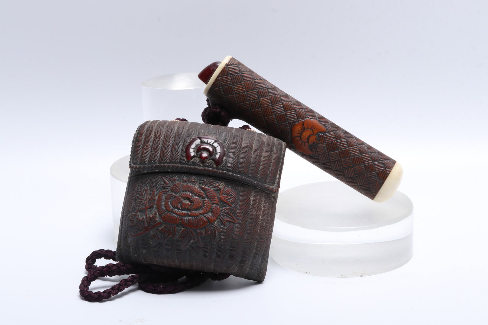 A Carved Tobacco Case and Pipe Case by Kazuo Mizutani (b. 1932) (1 of 9)