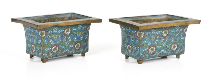 A Pair of Chinese Cloisonne Planters