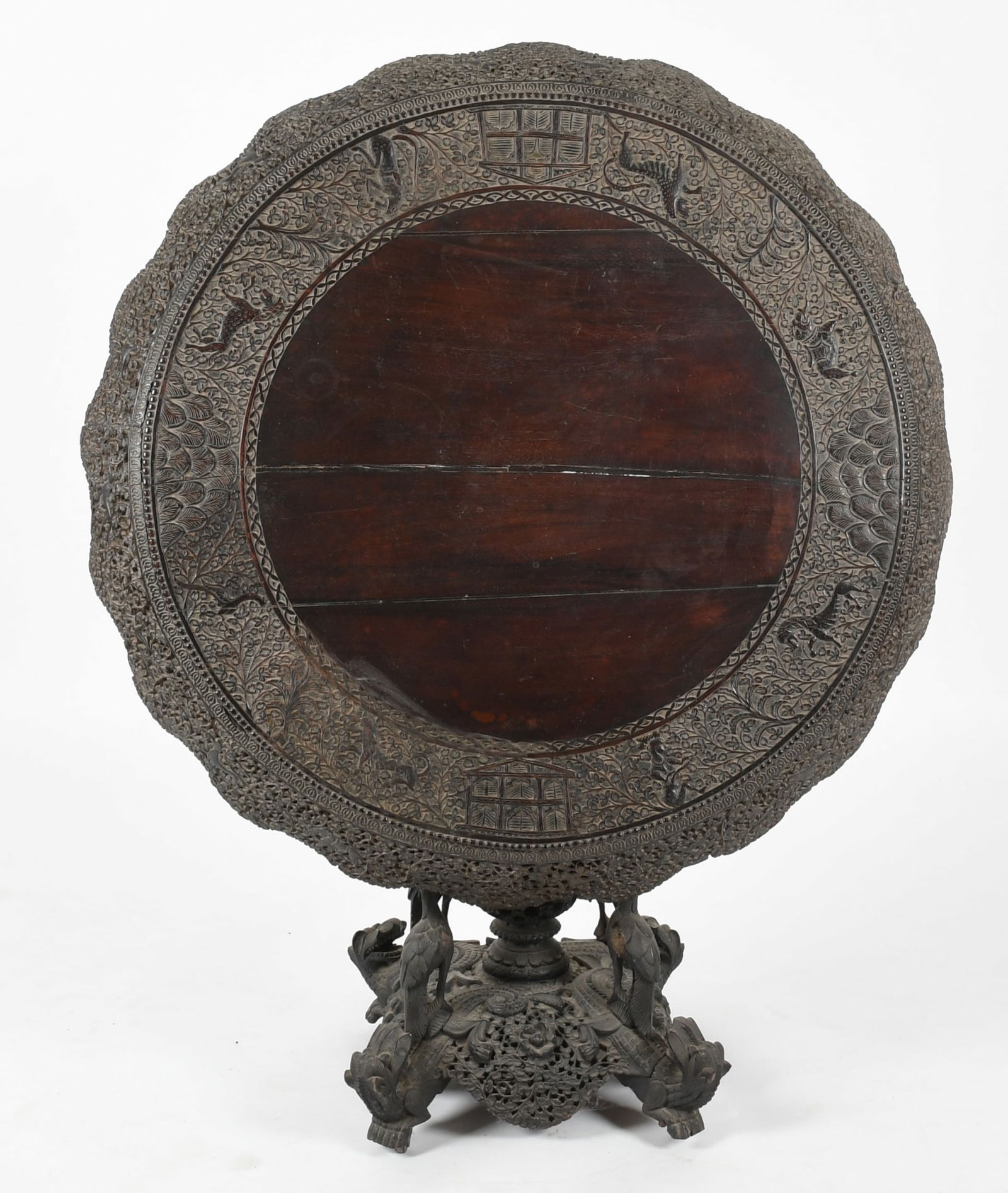 Anglo-Indian Carved Rosewood Tilt-Top Center Table, Mid 19th Century (1 of 17)