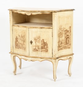 Italian Rococo Style Parcel Gilt and Paint Decorated Side Cabinet