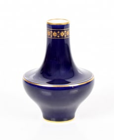A Gilt Decorated Cobalt Blue Sevres Porcelain Vase