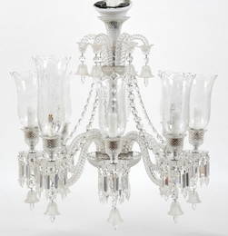 Baccarat 'Zenith' Clear Molded and Cut Glass Eight Light Chandelier