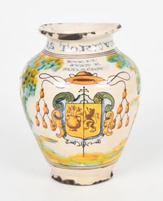 A Spanish Tin Glazed Apothecary Jar